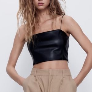 Zara leather cop top